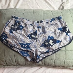 Floral Blue and Gray Cheeky Sleep Shorts